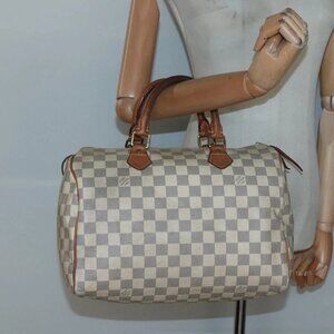 LOUIS VUITTON Damier Azur Speedy 30 Hand Bag N41533 LV Auth 135479